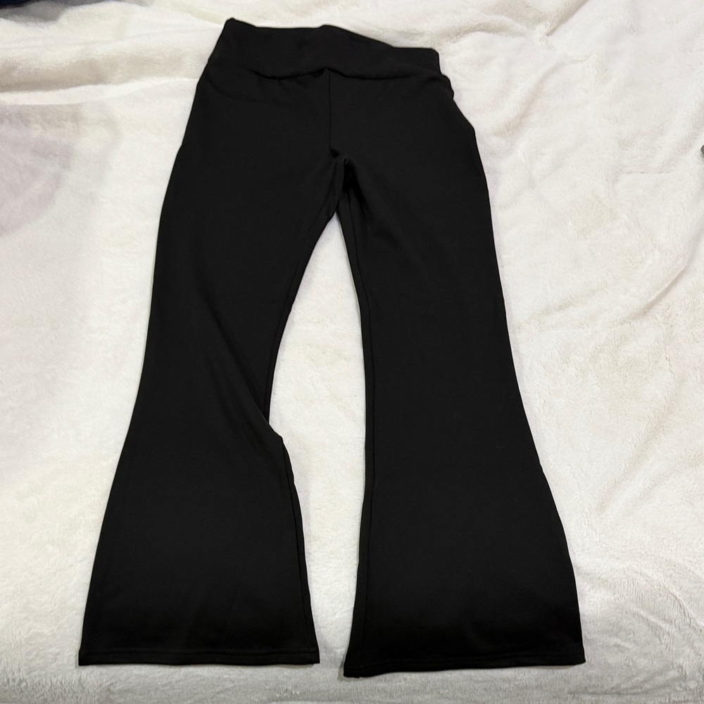 Black Flared Fleece Lined Pants